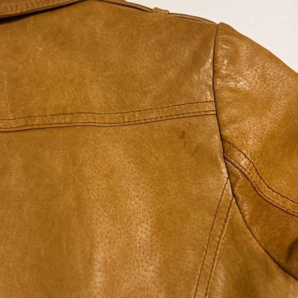 Blendshe women’s 100% leather camel brown blazer jacket sz 36/small Vintage 90’s - Picture 9 of 12